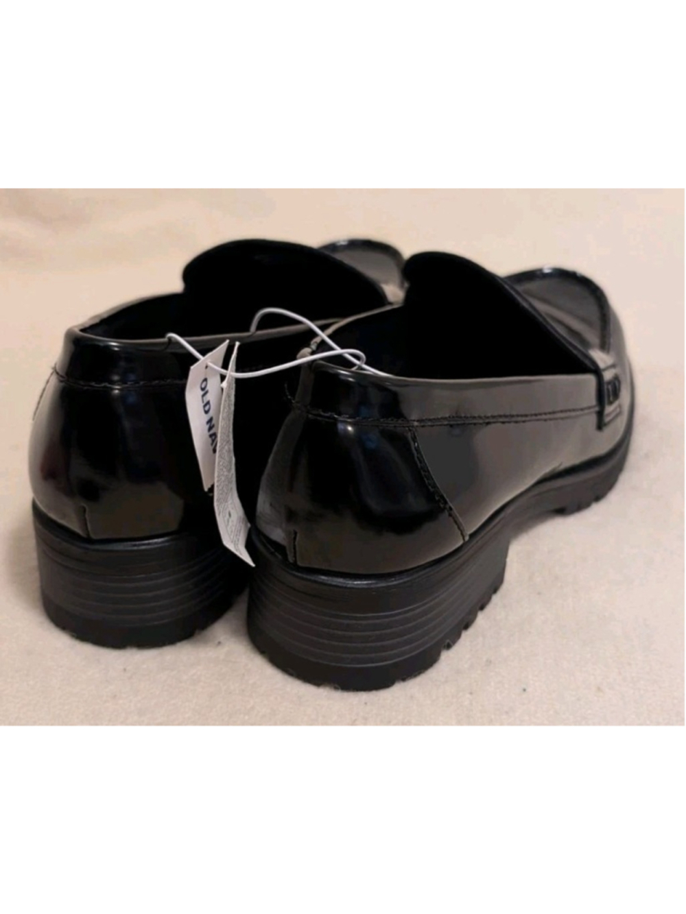 Old Navy Shoes Womens 10 Black Faux Patent Leather Loafers Lug Sole F124 View 4